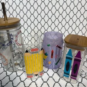 Colorful Stationery-Themed Drinkware Set